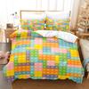Building Block Duvet Cover Single Queen Bedding Set Colorful Toy Cubes Blocks Printed Soft Microfiber Quilt Cover for Teen Girls