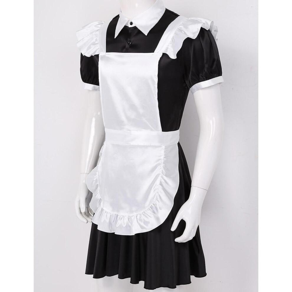 Мужской костюм для косплея Sissy Maid, платье с фартуком и повязкой на голову