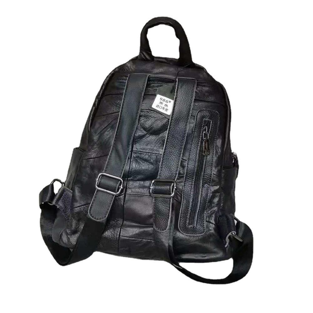 Кожаный рюкзак, женская сумка, первый слой, воловья кожа, большой емкости, дорожная сумка, черная