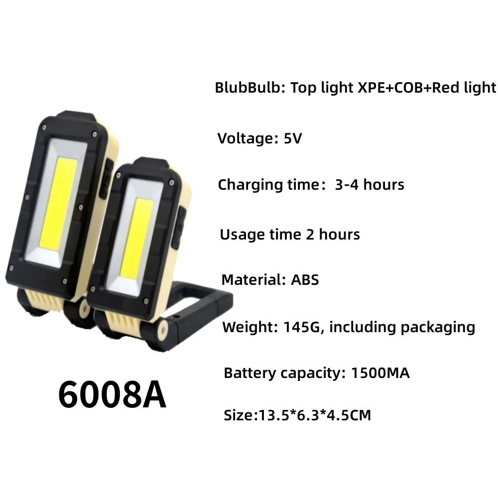 LED Highpower Work Light COB Camping Lantern with Magnetic USB Charging Adjustable Rechargeable Flashlight 360° Folding Portable