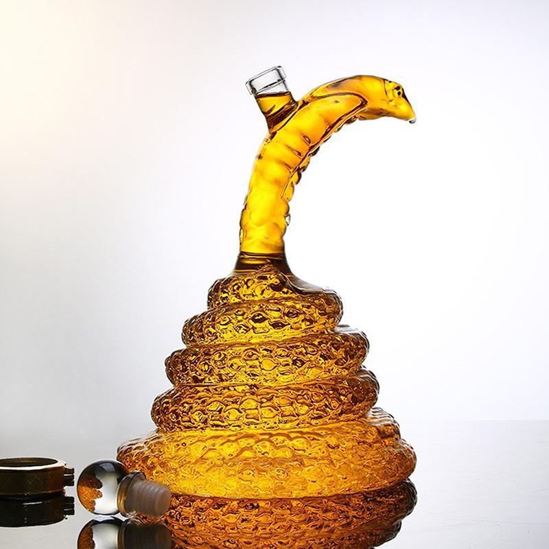 500Ml Liquor Bottles Snake Shaped Clear Whiskey Wine Decanter High Borosilicate Glass Zodiac Animal Wine Pot Craft Gift Decort