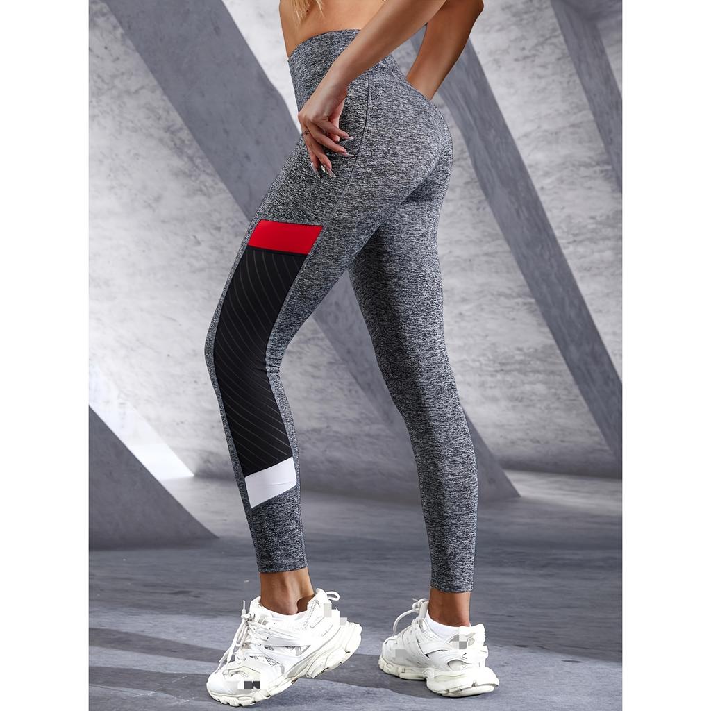 Контрастные цветные утягивающие леггинсы для йоги, дышащие штаны для йоги с высокой талией, приподнимающие ягодицы, женская спортивная одежда с широким поясом