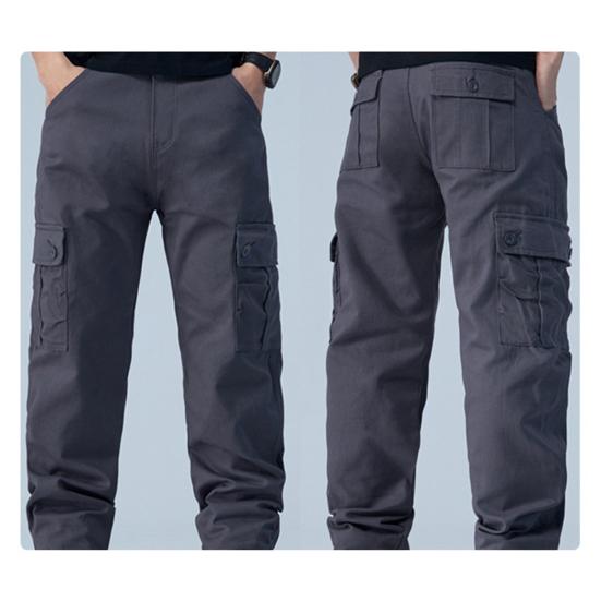 Мужские брюки-карго с несколькими карманами, прямые хлопковые брюки со средней талией, застежка-молния на пуговицы, свободные брюки для путешествий и школы