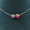 Stones and Minerals. Necklace 2 Beads Two-tone Tourmaline 8 Mm Stainless Steel Chain Necklace for Women, Men. Custom Size