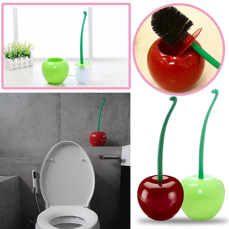 Cherry Toilet Brush soft-bristled Bathroom Toilet Cleaning Brushes Cherry Shape Lavatory Brush Holder Set for Bathroom Cleaning