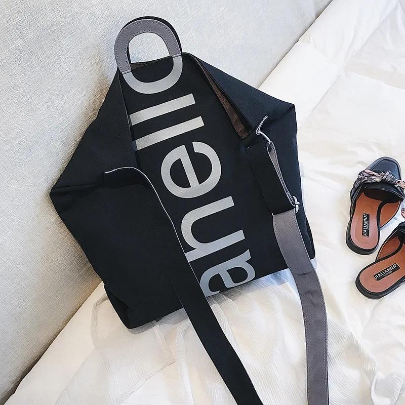 Большая сумка женская, новинка 2018 года, холщовая женская модная портативная сумка-тоут с буквами, широкополосная сумка большой вместительности