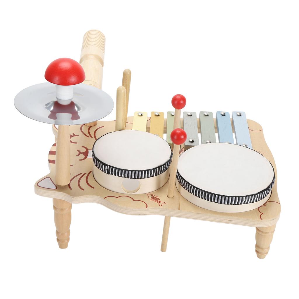 Wooden Musical Drum Set Puzzle Colour Cognition Early Learning Multifunctional Percussion