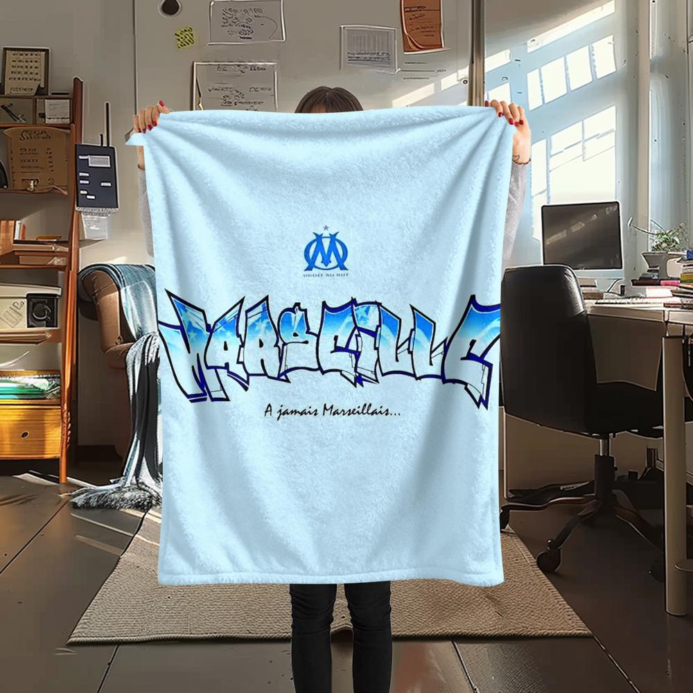 1Pc Marseille Print Flannel Blanket, High quality Comfortable for All Seasons, Home Decor, Warmth and Comfort, Perfect for Christmas GiftS