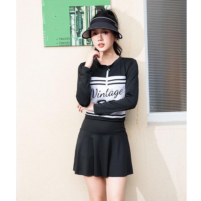 1011 Split Swimsuit Set Women's Long Sleeve Shorts Sports Style Student Sunscreen Hot Spring Student Wetsuit