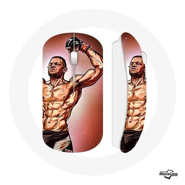 Wireless Mouse - MANIACASE - Nate Diaz - USB Wifi Key Included - Compatible Mac and PC - White