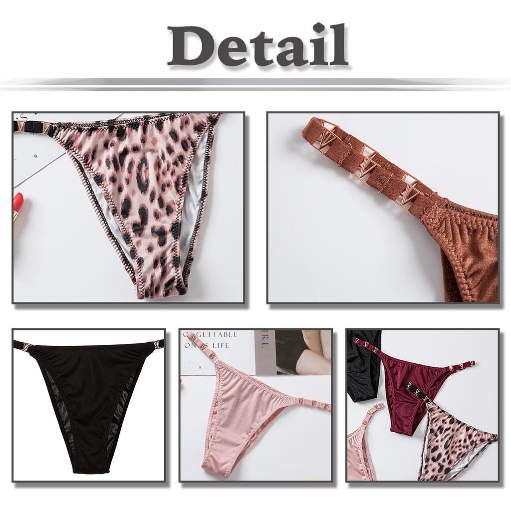 Leopard Print Plain Simple Pants Sexy Lingerie for Women TZ064 [White Fang] T-back G-string (white, M)