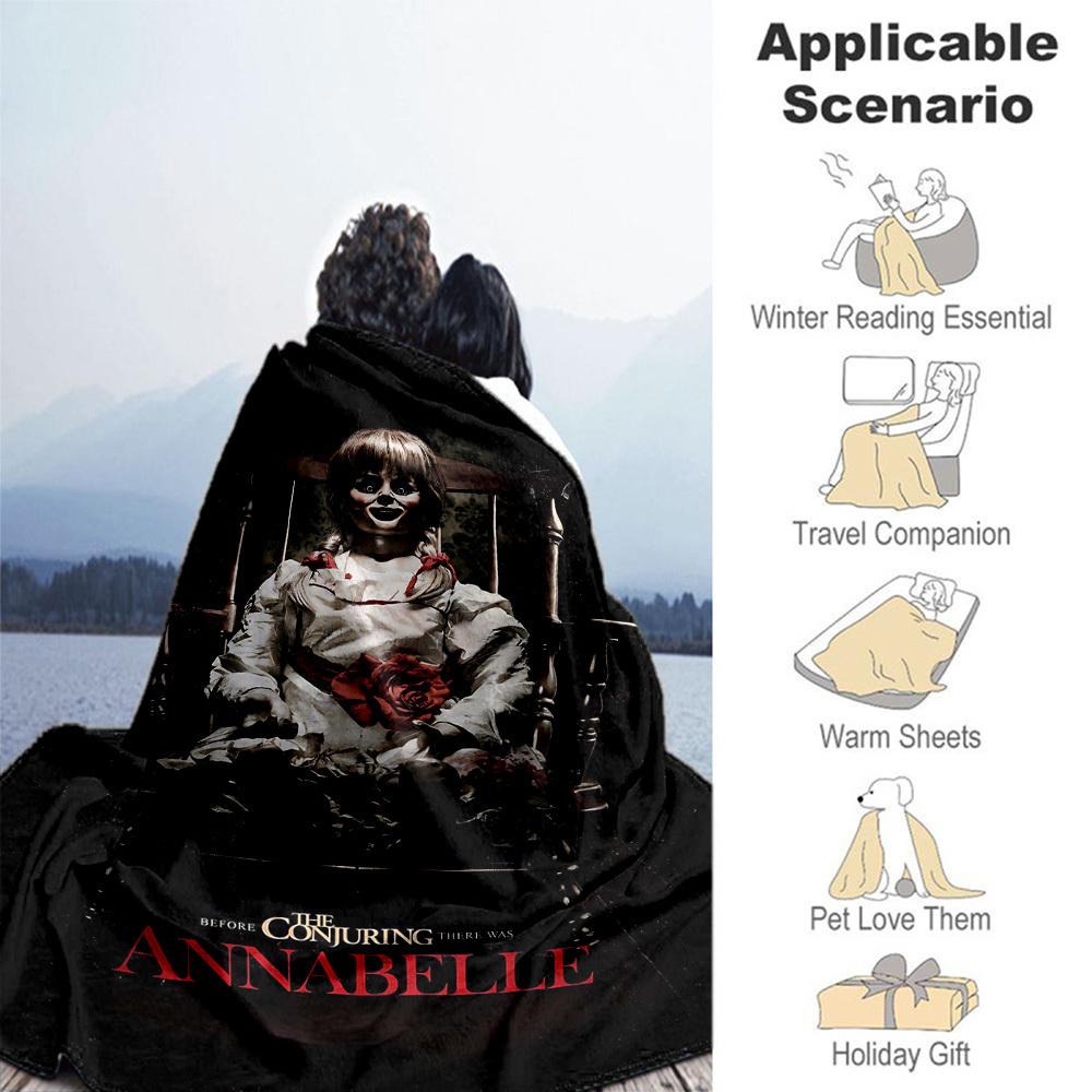 1 шт. ANNABELLE CONJURINGПлед из фланели для улицы, Мягкий плюшевый декор для пикников, кемпинга, Спальни, Игровой комнаты или Обеденного перерыва, Идеальный подарок