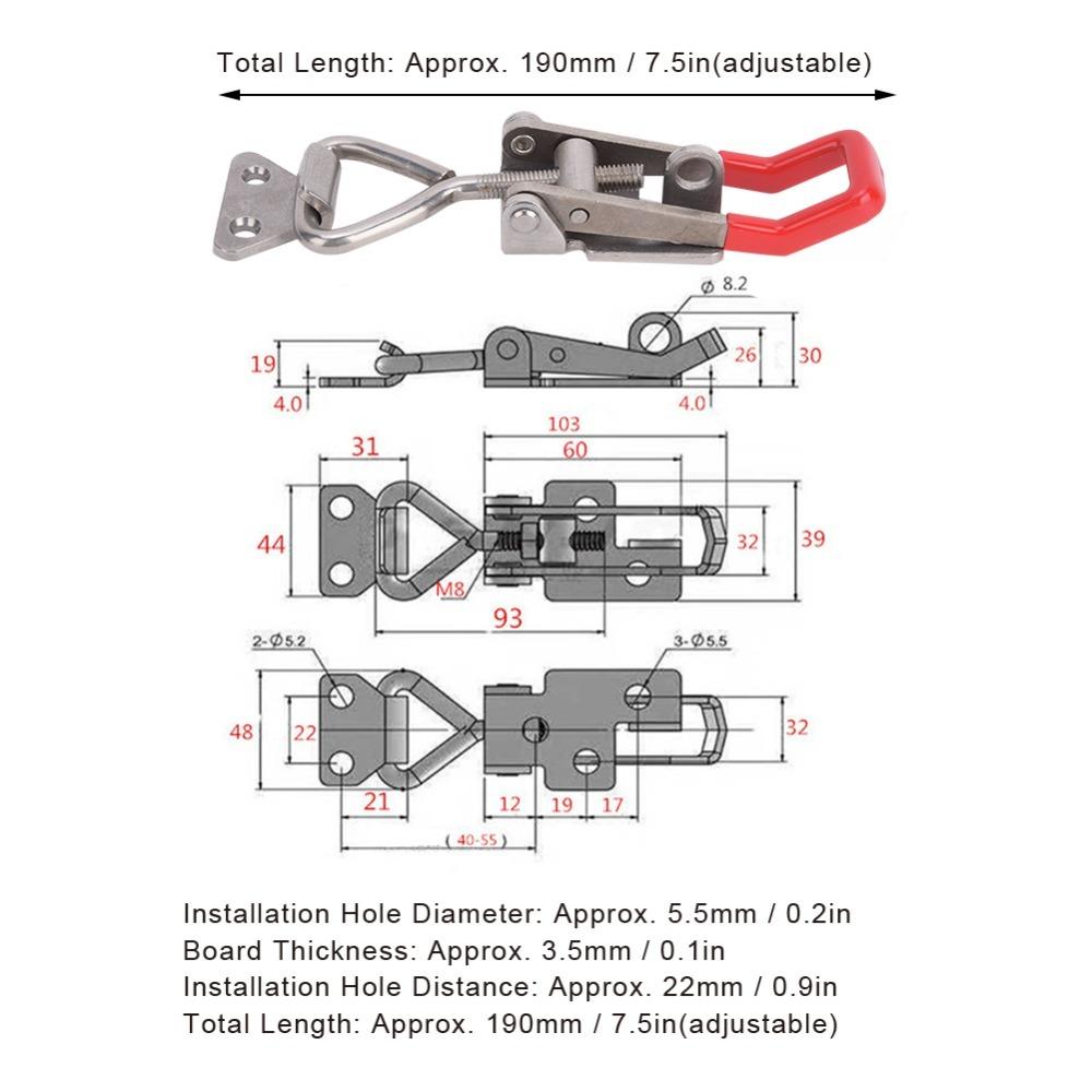2pcs Hand Tool Type Quick Latch Clamp 304 Stainless Steel Toggle Hasp Clamp For Storage Box