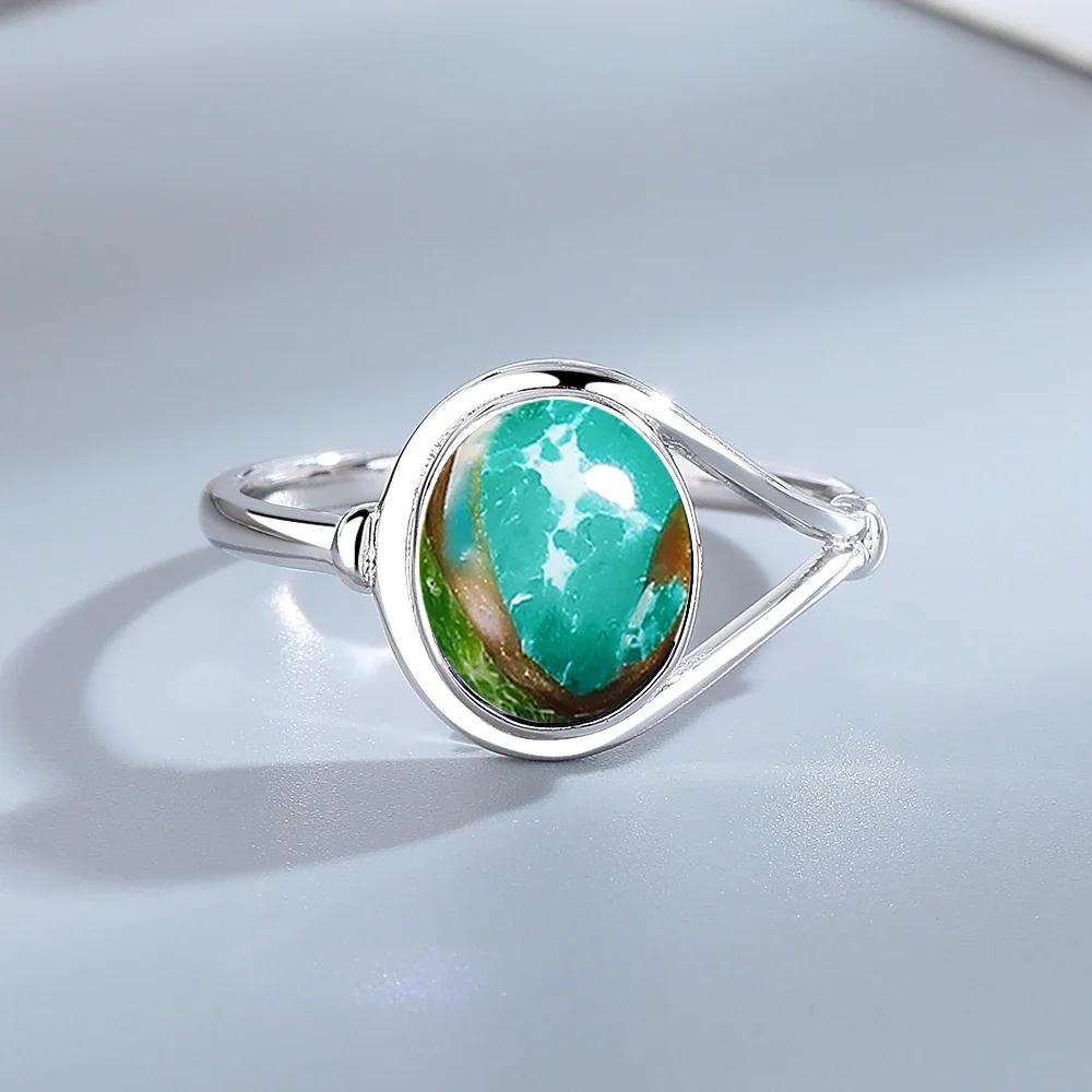 Кольца из стерлингового серебра 925 пробы с натуральными камнями Аметист Простое фиолетовое овальное кольцо 8*10 мм Изящные украшения Подарки для подруг Женщинам