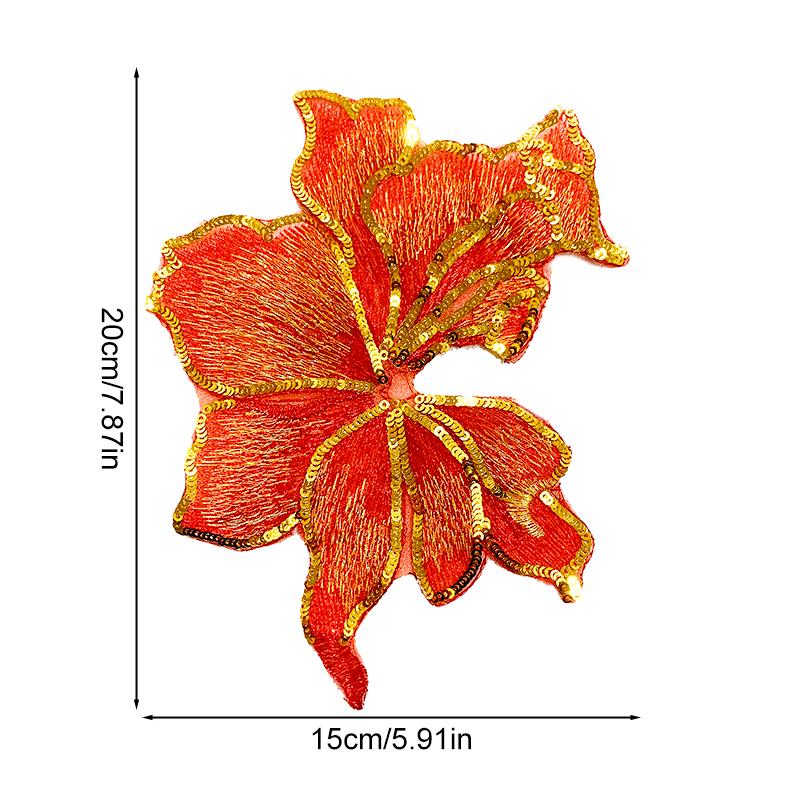 1PC Dress Accessory Bag Decor Flower Strips Sequin Flower Embroidery Patches DIY Sewing