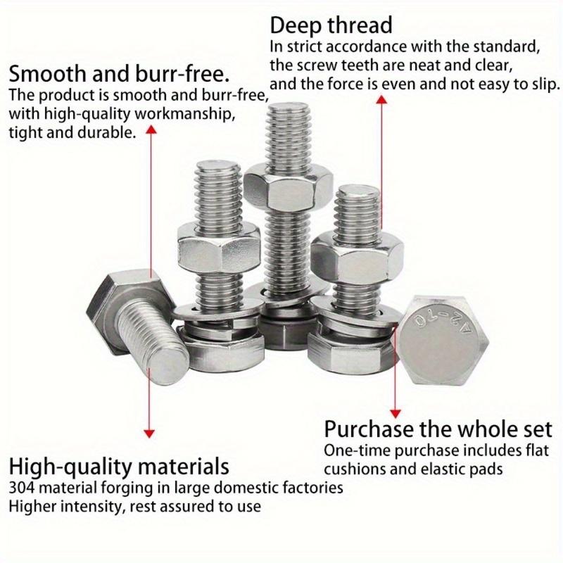 560-piece stainless steel hex bolt, nut, spring, and washer set, M3, M4, M5, and M6, lengths ranging from 10mm to 40mm.