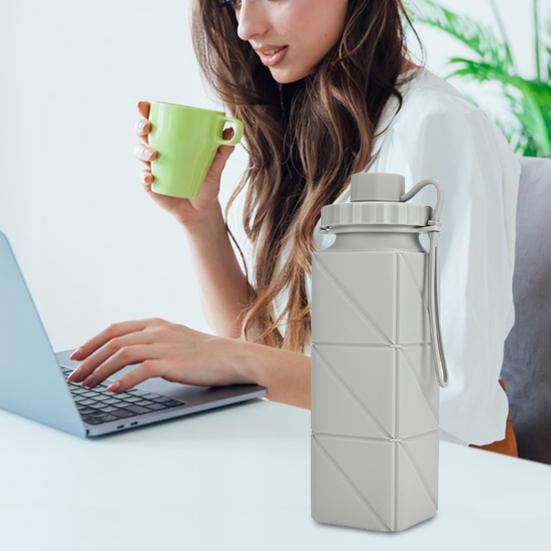 Складная силиконовая бутылка для воды 610 мл, герметичная складная бутылка для воды для путешествий, кемпинга, походов, спорта на открытом воздухе