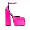 Plus Size 46 Design High Quality Real Silk Sheepskin Ladies Platform Pumps New Sexy Rose Red High -Heel Shoes Women 'S