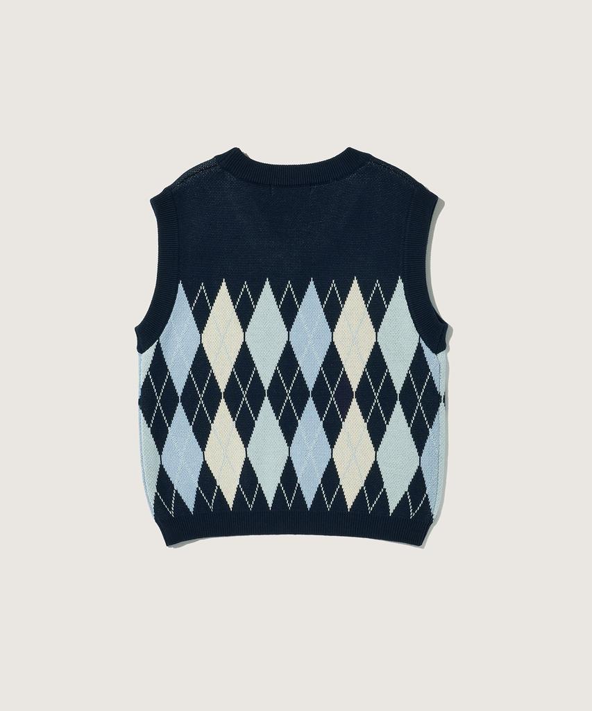 PLAC Argyle Knit Vest Navy