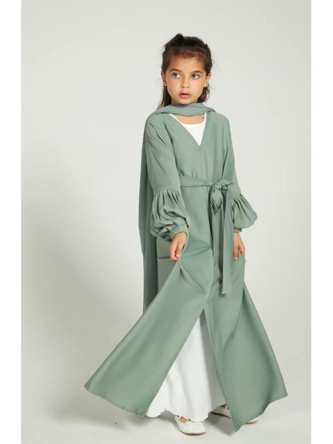 Кардиганное платье для девочек Yiduo Duo с волнистыми рукавами-фонариками - Плиссированный халат YT1023#