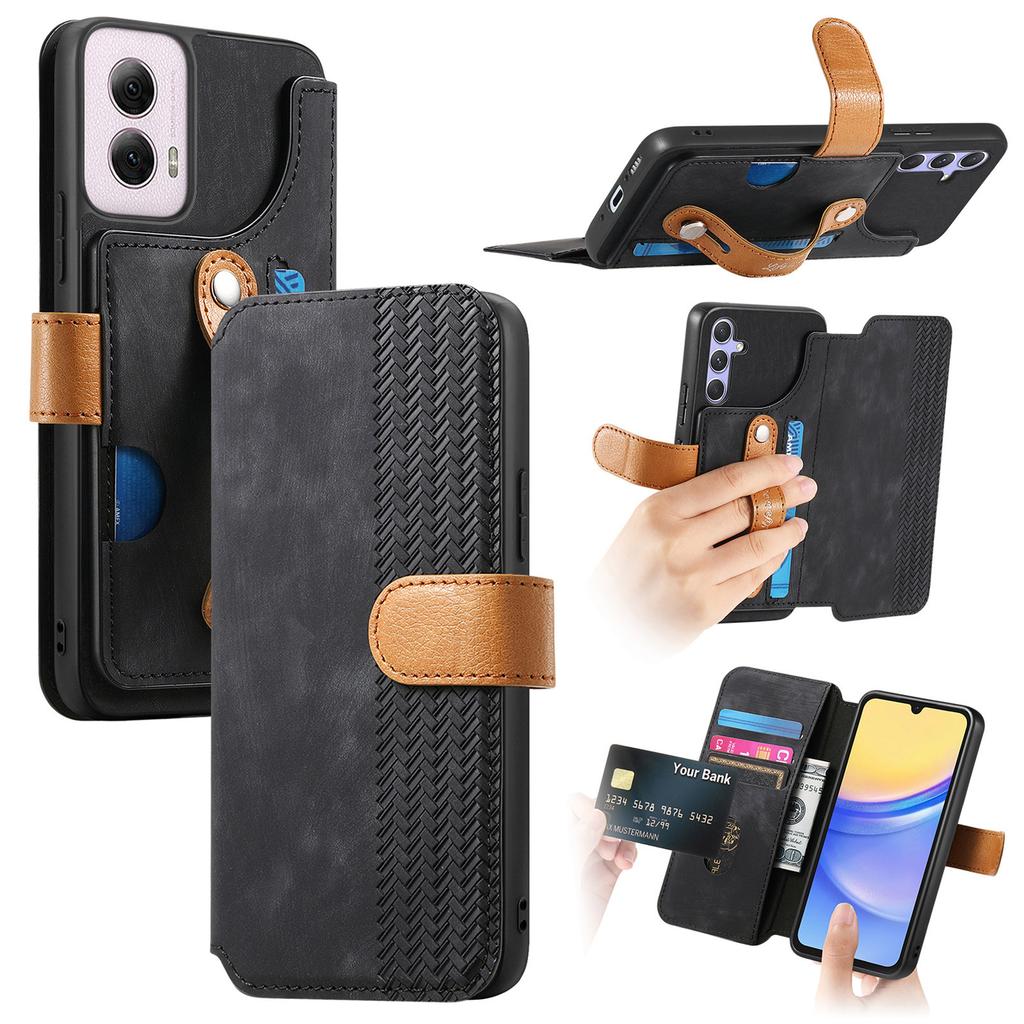 Ударопрочный чехол-кошелек для серии Motorola. G Stylus/G Play/G Power/Edge/G85/G45/G34/G35/G55...| Держатель для карт + Подставка + RFID-защита