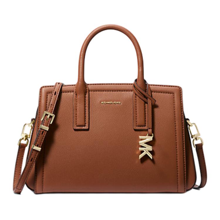 Michael Kors Laila Logo Snap Closure Leather Tote Bag Small Women tote bags Brown 30S5G9IS1L-LUGGAGE