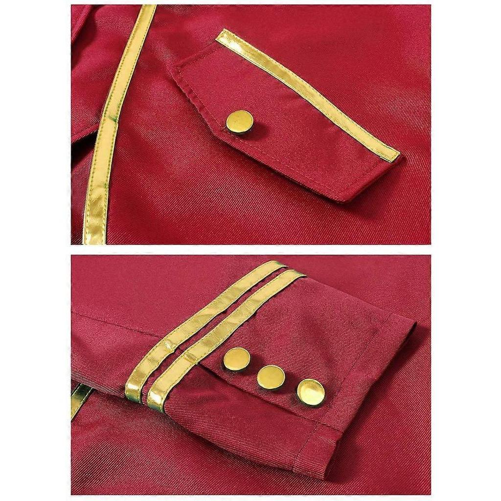 Mens Tuxedo Medieval Retro Punk Gold Trimmed Overcoat Carnival Costume less