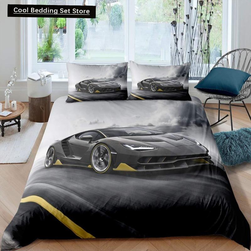 Пододеяльник с изображением гоночной машины King Queen Cool Speed Racing, комплект постельного белья для подростков и мужчин, черный спортивный автомобиль, пододеяльник из полиэстера