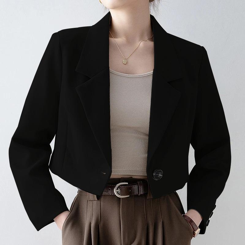 Women S Beige Short Loose Fit Casual Blazer Jacket