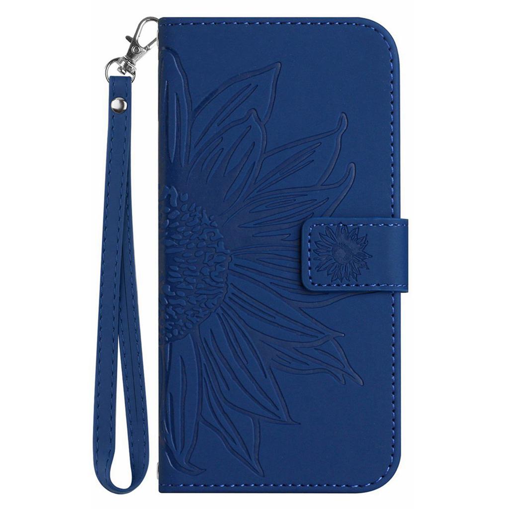 For vivo V50 Lite 5G Case Sunflower Imprint Leather Wallet Phone Cover with Wrist Strap