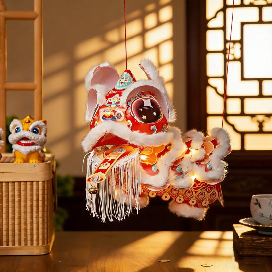 Традиционный китайский фонарь «Танец льва» Сделай сам Ручной бумажный фонарь Подарки на Праздник Весны для китайского Нового года Украшение дома