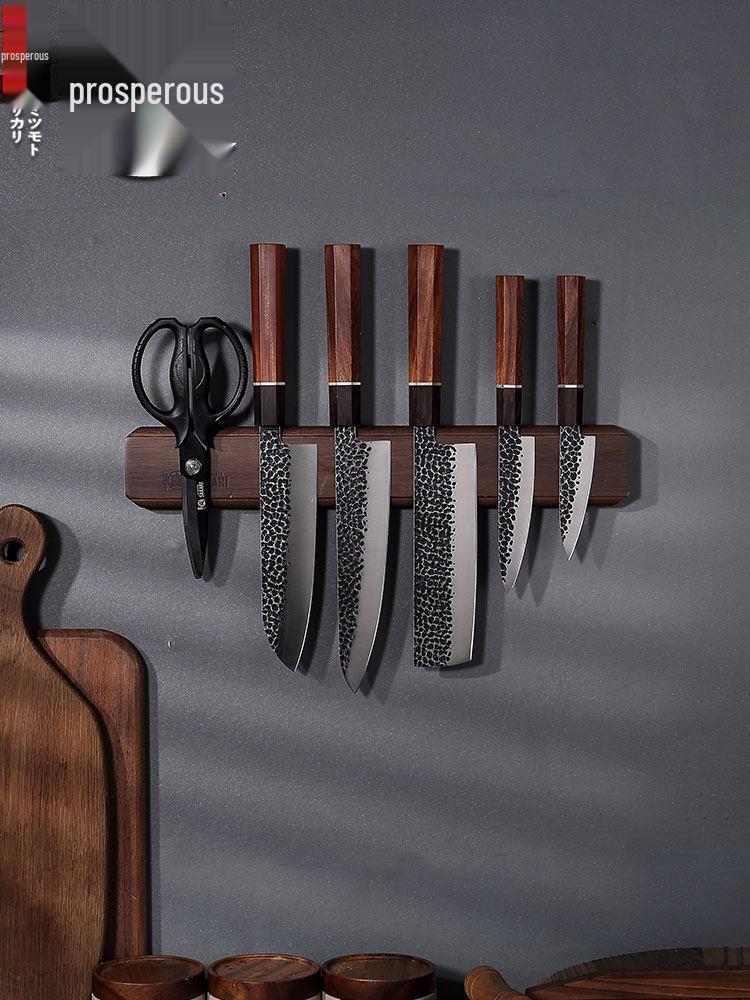 Настенная кухонная полка для хранения и держатель для ножей с крючками