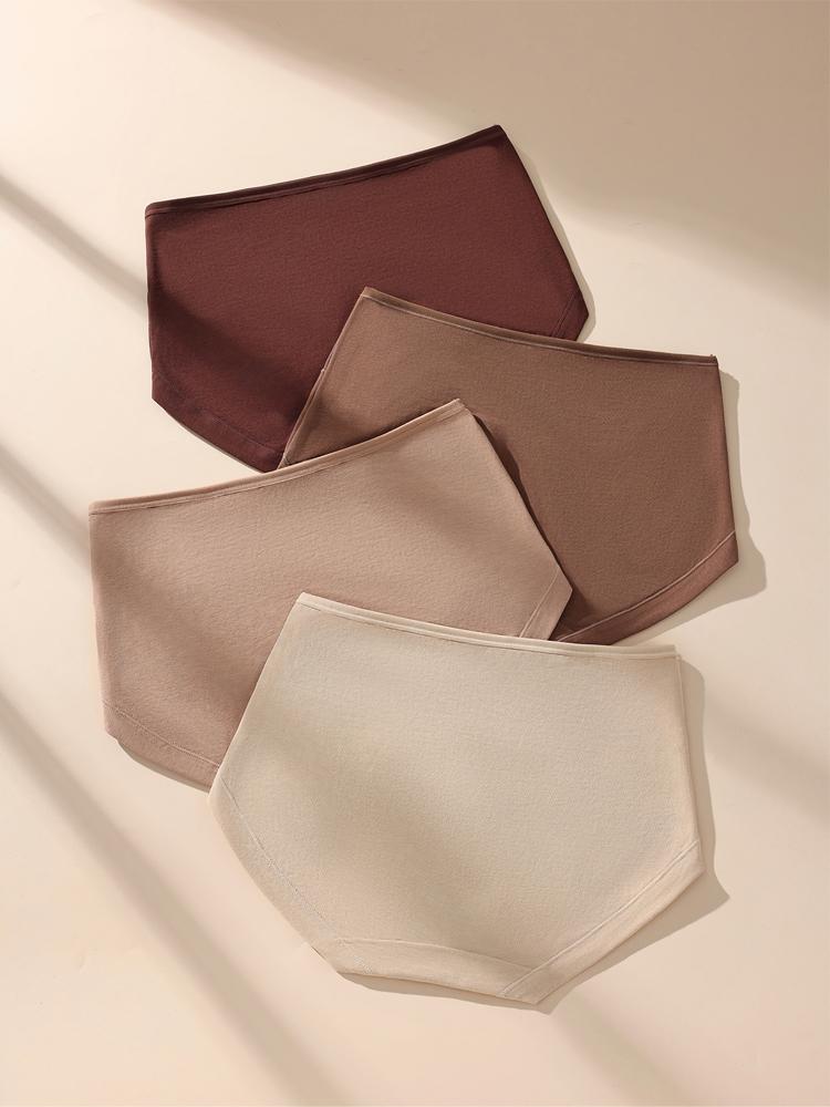 Plus Size 4Pcs Women Panties Mesh High Waist Underwear Soft Cotton Briefs Girls Underpants Solid Panty Slim Female Lingerie