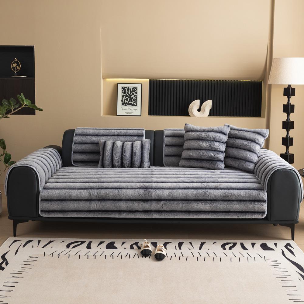 Rabbit Fur Sofa Cushion Autumn And Winter Plush Seat Cushion Light Luxury High-Grade Leather Sofa Cover New Cover
