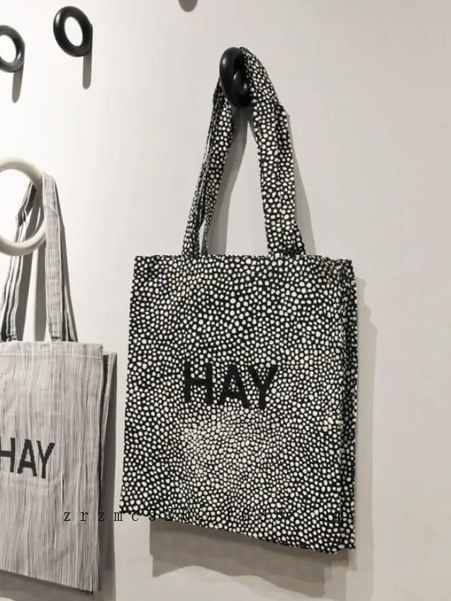 Сумка через плечо из холста корейского блогера – ленивая летняя универсальная сумка для покупок в горошек