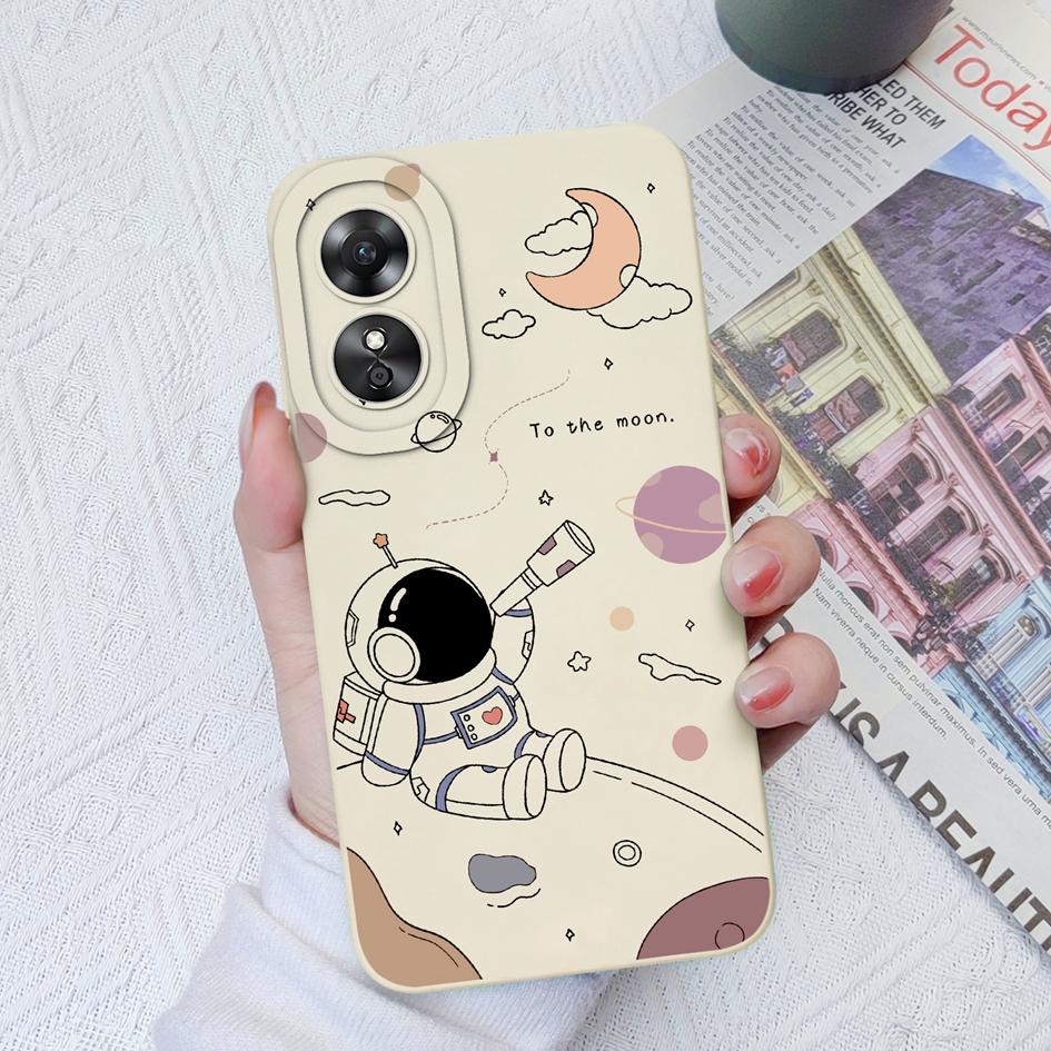 Чехол для телефона для OPPO A1 Pro 5G A9 A11 A15 A15S A17 A17K A33 A52, милый защитный чехол для камеры астронавта, жидкий силиконовый мягкий чехол для OPPO A58 Fundas Coque