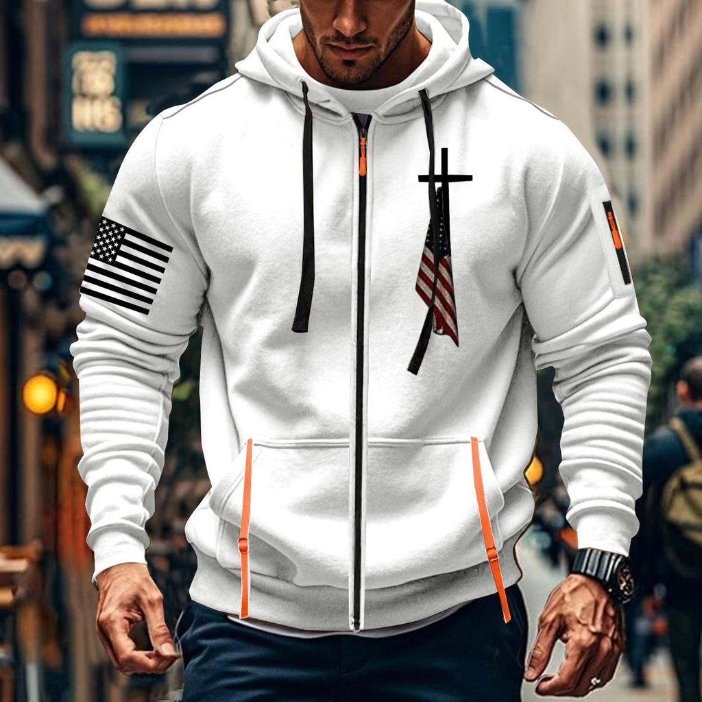 Мужская спортивная повседневная толстовка с капюшоном, кардиган с капюшоном на молнии, многокарманное пальто с капюшоном