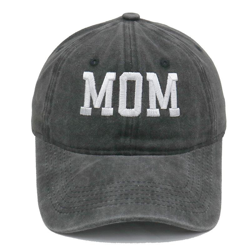 Винтажная стираная хлопковая бейсболка с вышивкой "MOM/DAD" Семейная регулируемая кепка для папы