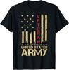Patriotic U.S Army Veteran Red Line American Flag Design T-Shirt