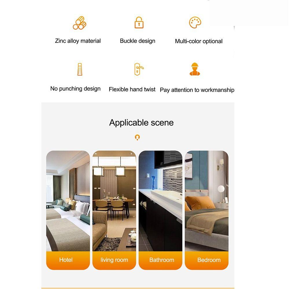 Flat Door Catch Anti-theft Door Bolt No Punching Door Lock Buckle Home