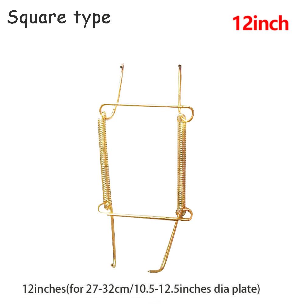 Home Decor Stainless Steel Square Spring Holder W Type Hook Wall Display Plate Dish Hangers