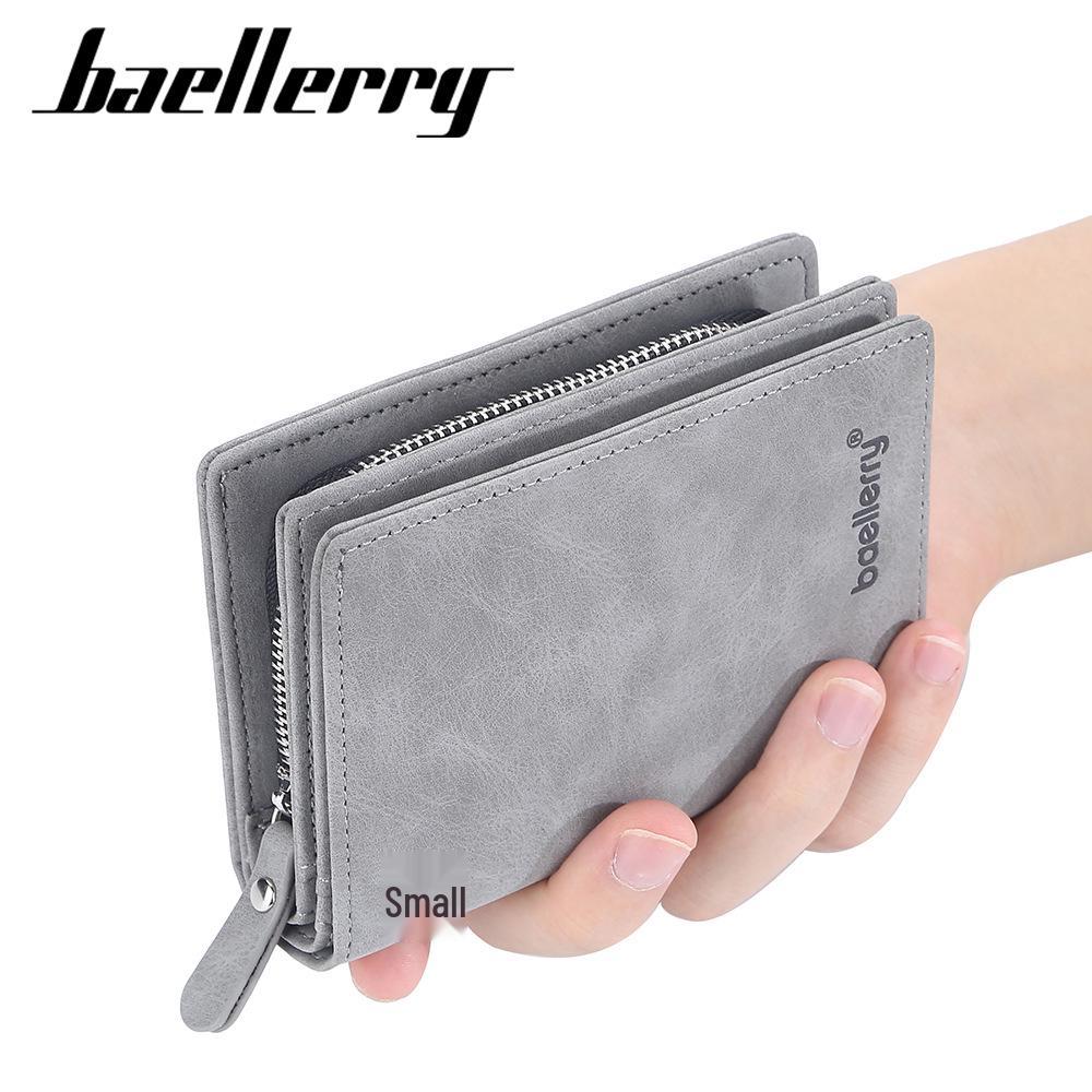 Мужской кошелек Baellerry из матовой кожи с отделениями для множества карт, монетницей на застежке и вертикальным зажимом для денег.