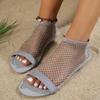 Fashion Summer Women's Fashion Rhinestone Mesh Flat Sandals Hollow Breathable Non-slip Lightweight Sandals Plus Size Zapatos De Mujer