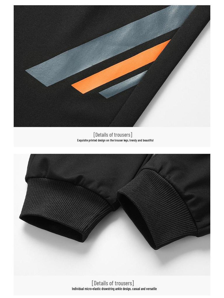 Мужской повседневный спортивный костюм для весны/осени: 2024 Кардиган для бега свободного кроя, комплект из двух предметов