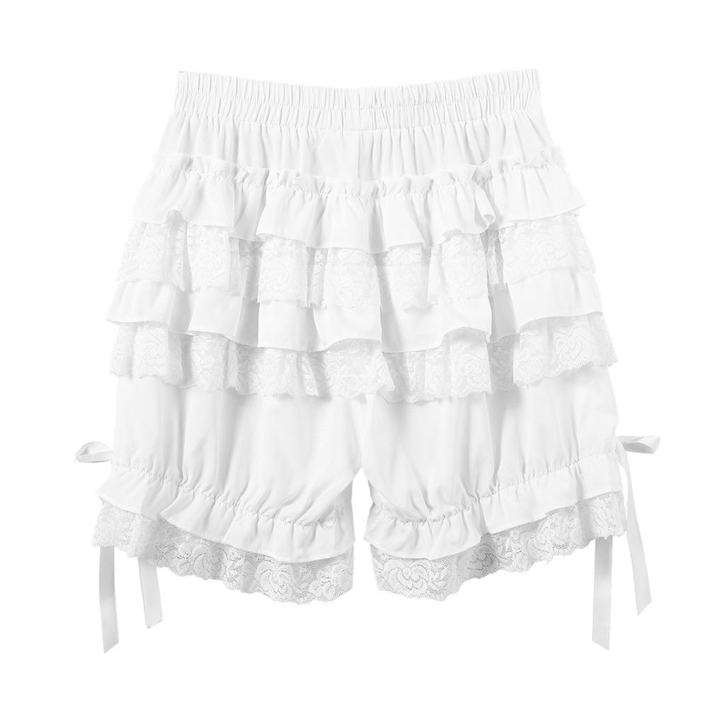 Women Ruffle Lace Trim Bloomers Shorts Pettipants Boyshorts Underwear Short Pant