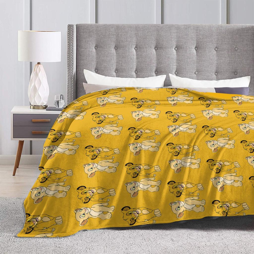 The Lion King Simba Nala Knitted Blanket Coral Fleece Plush Anime Ultra-Soft Throw Blanket for Outdoor Travel Bedroom Quilt
