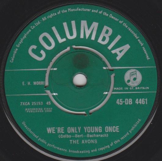 7-дюймовая пластинка AVONS - Мы молоды только однажды 45DB4461 Columbia 1960 Великобритания Поп Б/У