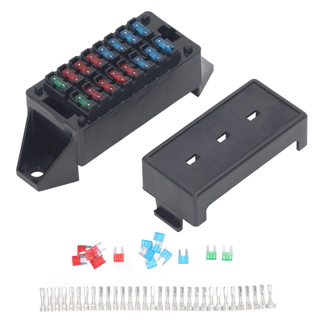 Автомобильный блок предохранителей на 16 выводов Мини Высокотемпературный 16 шт. Предохранитель 32 Проволочные клеммы Держатель Комплект
