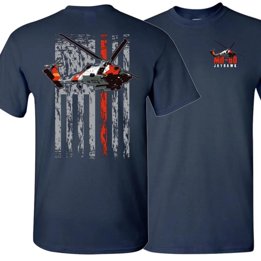 Creative Design American Flag Coast Guard MH60 Helicopter TShirt Summer Cotton Short Sleeve ONeck Mens T Shirt New S3XL