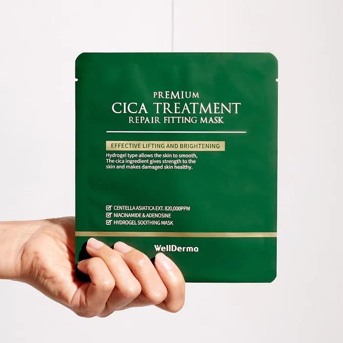 [True Moisturizing Cica Mask Pack]_Wellderma Cica Repair Hydrogel Fitting Mask Pack 4 Sheets